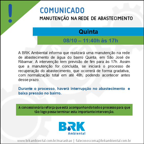 Aviso - Manutenção - Quinta